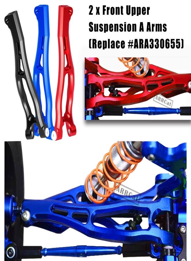 ARRCat Aluminum Front & Rear Suspension Arms Upgrades Part for 1/8 Outcast 6S BLX,Kraton 6S BLX,Notorious 6S BLX,Talion 6S BLX,ARRCat 6pcs Lower Upper Swing Arm Set Hops up w/Pivot Balls,Black - Image 3